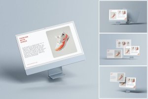 电脑显示器屏幕UI展示样机 Desktop Screen Mockup