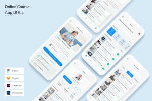 在线课程类手机App UI界面设计套件 Online Course App UI Kit
