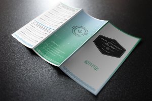 三折页排版设计风格海鲜餐厅菜单模板素材 Seafood Menu Illustrator Template