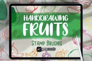手绘水果印章Procreate笔刷素材 Hand Drawing Fruits Brush