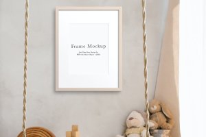 室内背景照片作品展示相框画框样机模板#2419 Frame Mockup #2419, Interior Mockup