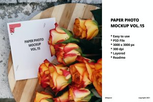 纸张照片展示样机模板v15 Paper Photo Mockup Vol.15