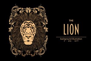 狮子动物T恤服装插画素材 Lion Illustration