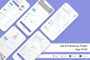 找工作类手机App UI界面设计套件 Job & Freelancer Finder App UI Kit