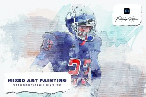 混合艺术绘画效果PS动作 Mixed Art Painting Photoshop Action