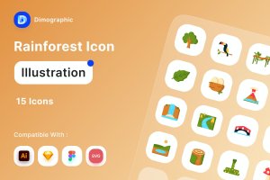 热带雨林图标素材包 Rainforest Icon Pack