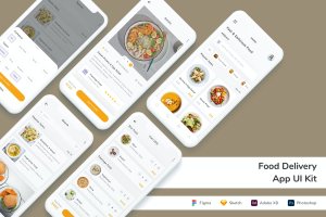 外卖送餐类手机App UI界面设计套件 Food Delivery App UI Kit