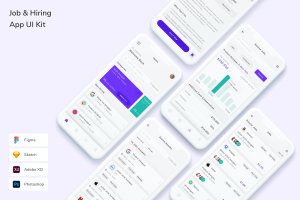 找工作与招聘类手机App UI界面设计套件 Job & Hiring App UI Kit