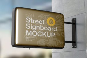 矩形招牌墙广告设计样机素材 Signboard Wall Mockup
