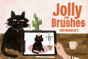 蜡笔绘画Procreate笔刷素材 Jolly Dry Brushes for Procreate