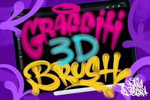 涂鸦3D效果Procreate笔刷素材 Graffiti 3D Procreate Brush