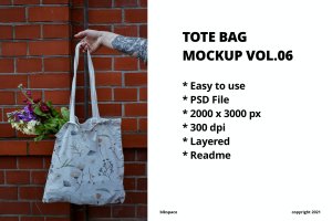 手提袋/布袋设计样机模板v6 Tote Bag Mockup Vol.06
