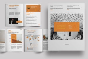 橙色主题业务手册布局排版设计模板 Orange Business Brochure Layout