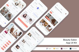 美发沙龙主题手机App UI界面设计套件 Beauty Salon App UI Kit