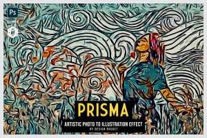 抽象插画效果生成PS动作 PRISMA Photo to Illustration Action for Photoshop