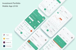 金融投资类手机App UI界面设计套件 Investment Portfolio Mobile App UI Kit