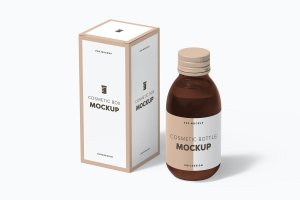 化妆品瓶标签包装设计样机模板 Cosmetic Bottle Mockup