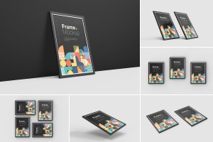 黑色框架海报照片作品展示样机模板 Frame Mockup Template