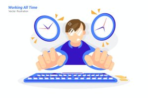 全天候工作主题矢量插画 Working All Time – Vector Illustration