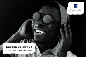 线点半色调图案效果PS动作 Dotted Halftone Pattern Photoshop Action
