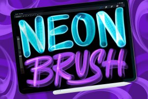霓虹灯效果Procreate笔刷素材 Neon Light Brush Procreate