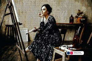 素描油漆画效果照片处理PS动作 Sketch Painter Photoshop Action