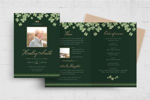 葬礼计划和手册设计模板 Irish Funeral Program & Brochure