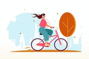 骑行运动矢量插画素材 Sport Illustration