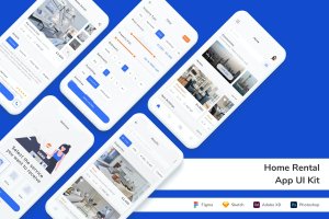 住房租赁类手机App UI界面设计套件 Home Rental App UI Kit