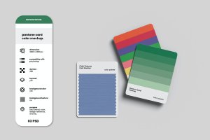 潘通色卡片样机素材 Pantone Card Color Mockup