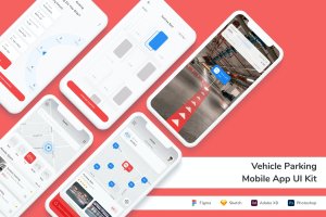 停车场类手机App UI界面设计套件 Vehicle Parking Mobile App UI Kit