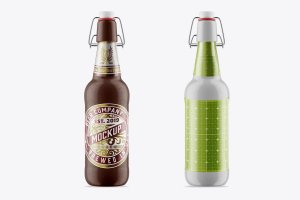 经典啤酒瓶包装设计样机psd模板 Classic Beer Bottle Mockup