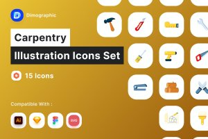 木工木匠工具图标素材包 Carpentry Icon Pack