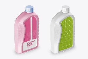 塑料洗涤剂瓶包装设计样机psd模板 Plastic Detergent Bottle Mockup