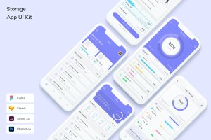 云盘存储类手机App UI界面设计套件 Storage App UI Kit
