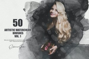 50个艺术水彩ps笔刷v1 50 Artistic Watercolor Brushes – Vol. 1