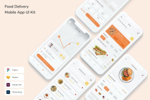 送餐类手机App UI界面设计套件 Food Delivery Mobile App UI Kit