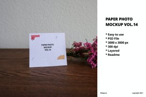纸张照片展示样机模板v14 Paper Photo Mockup Vol.14
