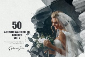50个艺术水彩ps笔刷v2 50 Artistic Watercolor Brushes – Vol. 2