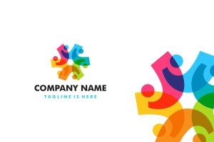 多样性人群重叠颜色标志Logo模板 Diversity People Overlapping Color Logo