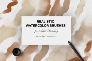 写实水彩PS笔刷素材 Realistic watercolor brushes – PS