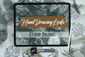 手绘树叶印章Procreate笔刷素材 Hand Drawing Leafs Brush Stamp Procreate