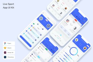 比赛直播类手机App UI界面设计套件 Live Sport App UI Kit