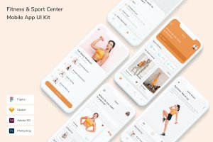 健身运动App移动应用UI设计套件 Fitness & Sport Center Mobile App UI Kit