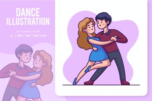 舞伴人物矢量插画 Dance Couple Illustration