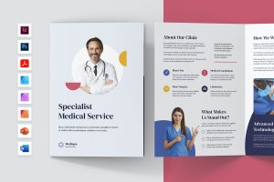 医疗服务双折页手册宣传册模板 Brochure – Medical Services Bi-Fold