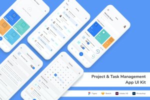 项目和任务管理类手机App UI界面设计套件 Project & Task Management App UI Kit