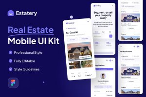 房地产SaaS物业管理移动App应用UI套件 Estatery – Real Estate SaaS Mobile App UI Kit