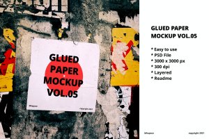 真实场景粘贴纸张海报传单样机v5 Glued Paper Mockup Vol.05