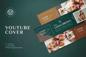 美食博客Youtube封面Banner设计模板 Food Vlog Youtube Cover